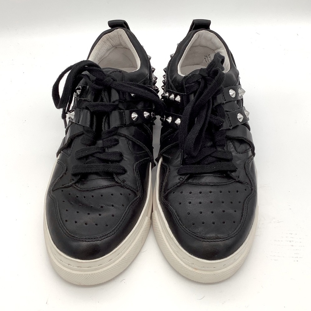 Studded Black Leather Sneakers - Women - Picture 4 of 7